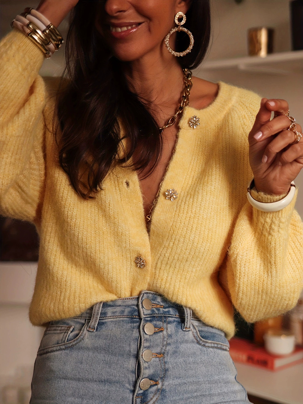 ZARA Solid Color Fluffy Knit Cardigan Soft Sweet Romantic Fall Winter In Stock